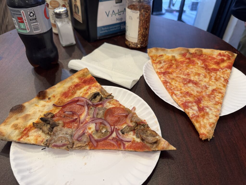 two slices of pizza from Joe's Pizza