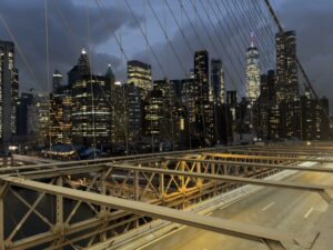 New York skyline from the Brooklyn Bridge