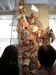 Lady Liberty covered in mementos and memorabilia from 9/11